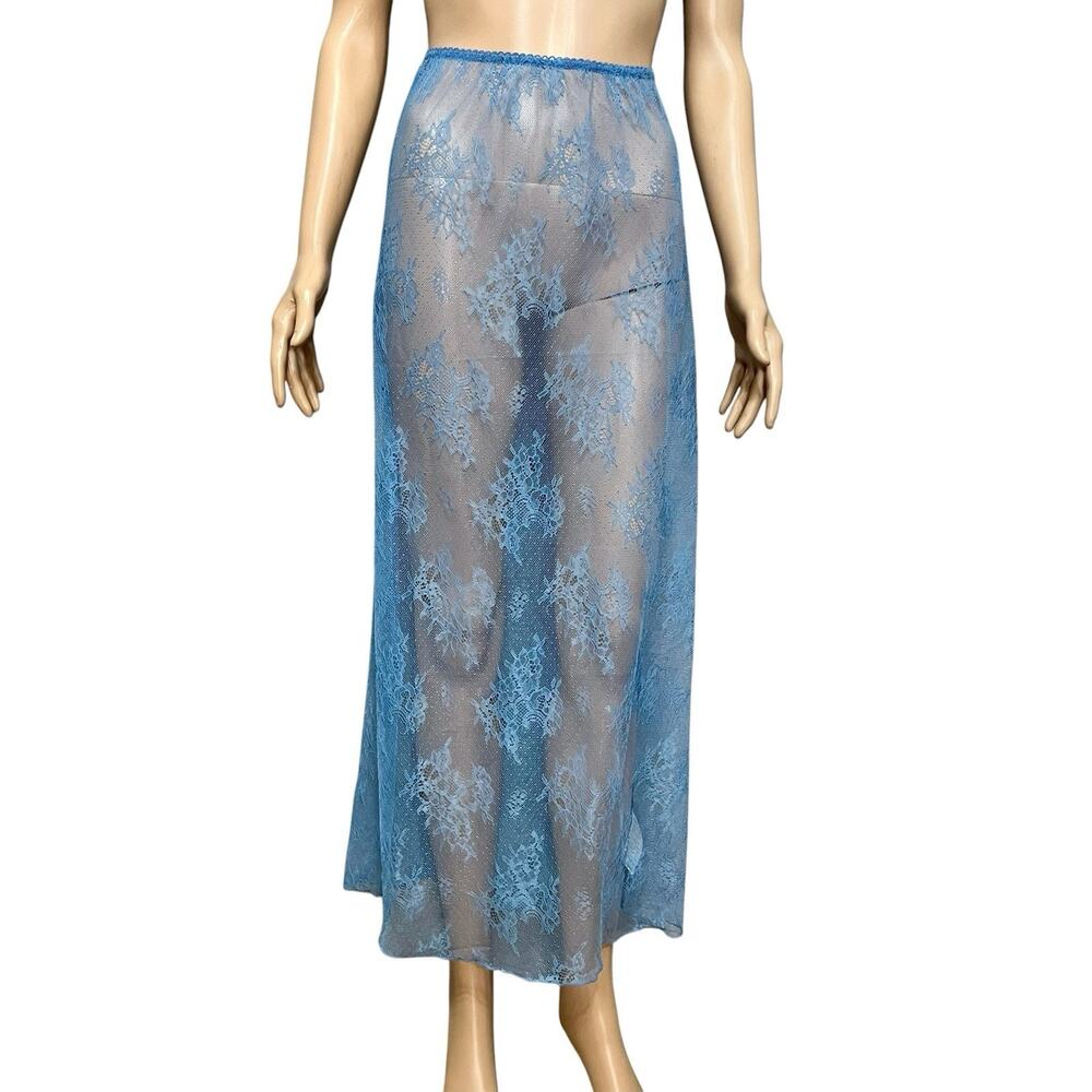 Urban Outfitters Jules Sheer Lace Midi Skirt XS Blue Festival Night Out Clubwear